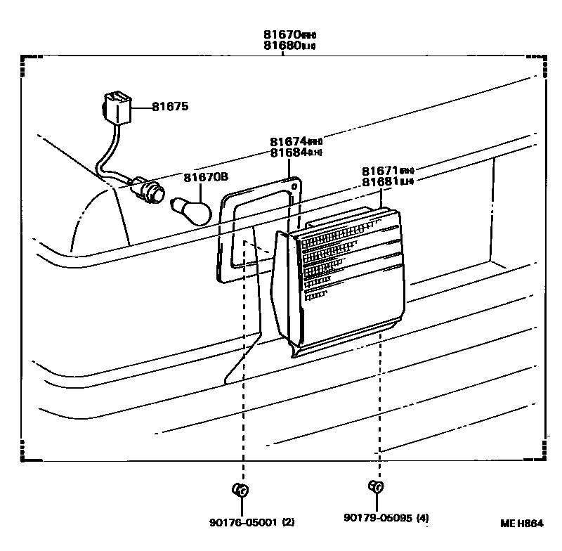 Toyota CAMRY 倒车灯 EPC diagram — MEH864