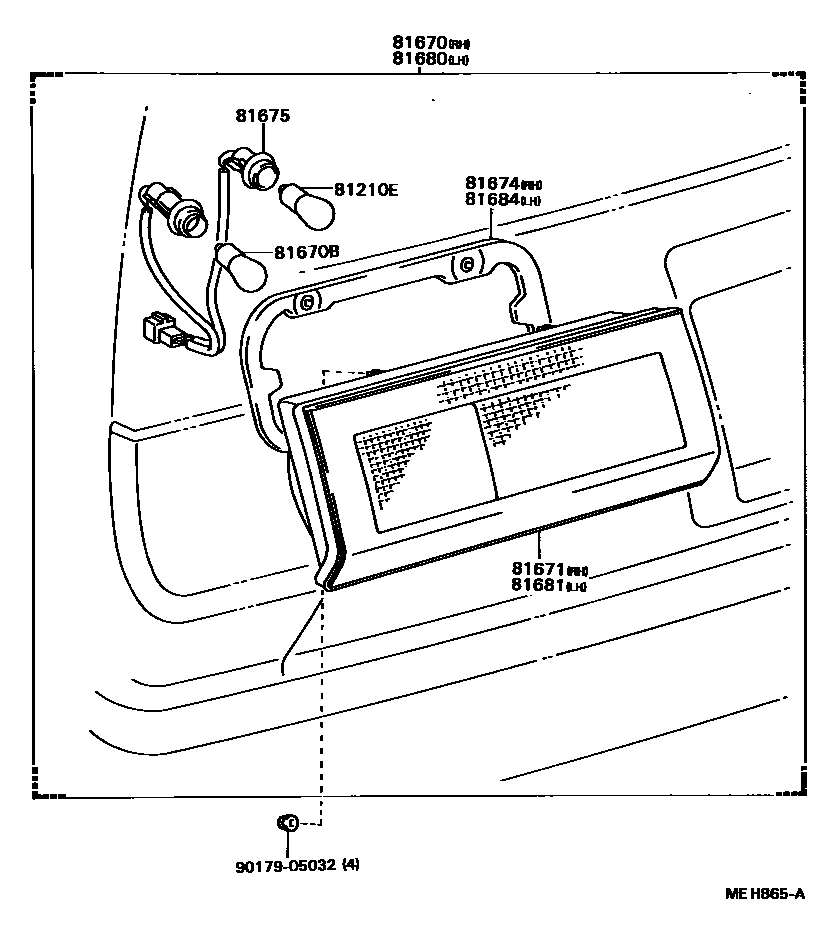 Toyota CAMRY 倒车灯 EPC diagram — MEH865A