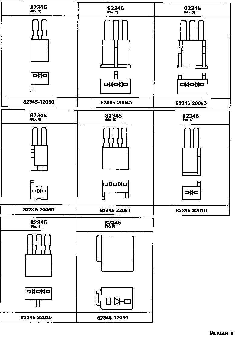 Toyota CAMRY 线束和卡夹 EPC diagram — MEK504B