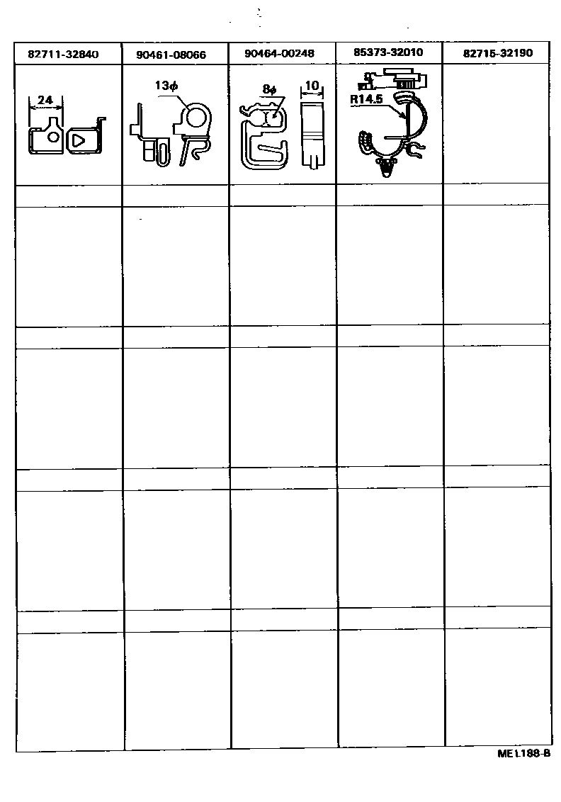 Toyota CAMRY 线束和卡夹 EPC diagram — MEL188B