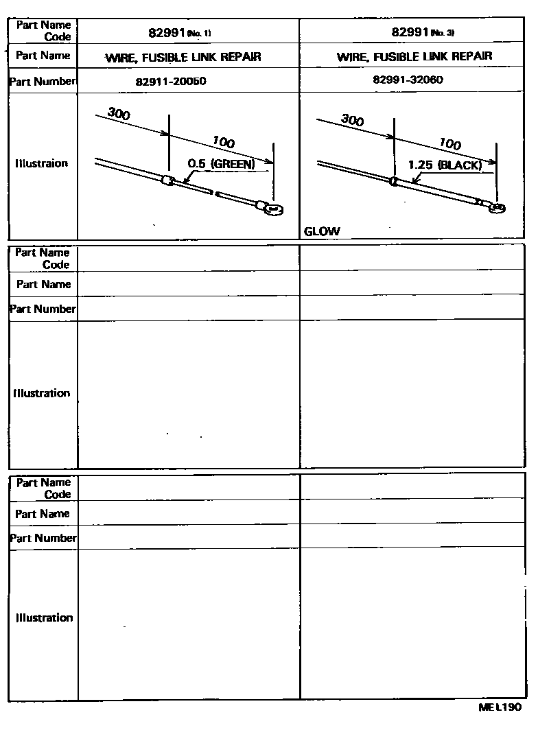 Toyota CAMRY 线束和卡夹 EPC diagram — MEL190