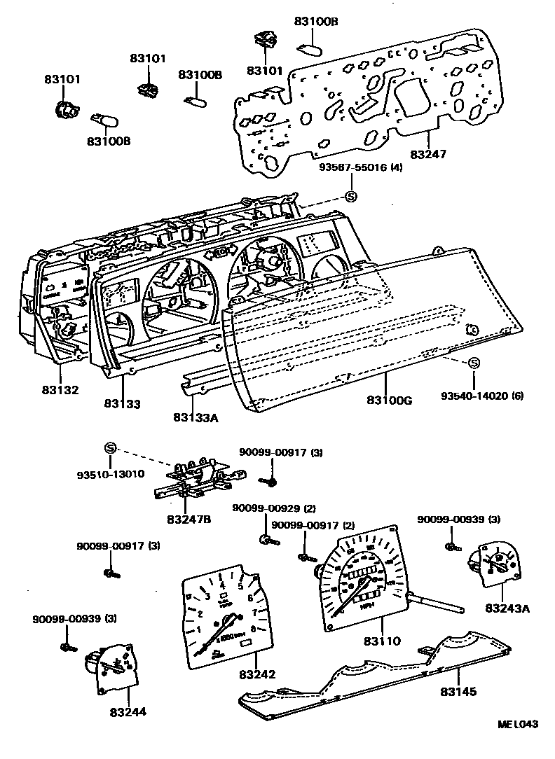 Toyota CAMRY 仪表 EPC diagram — MEL043