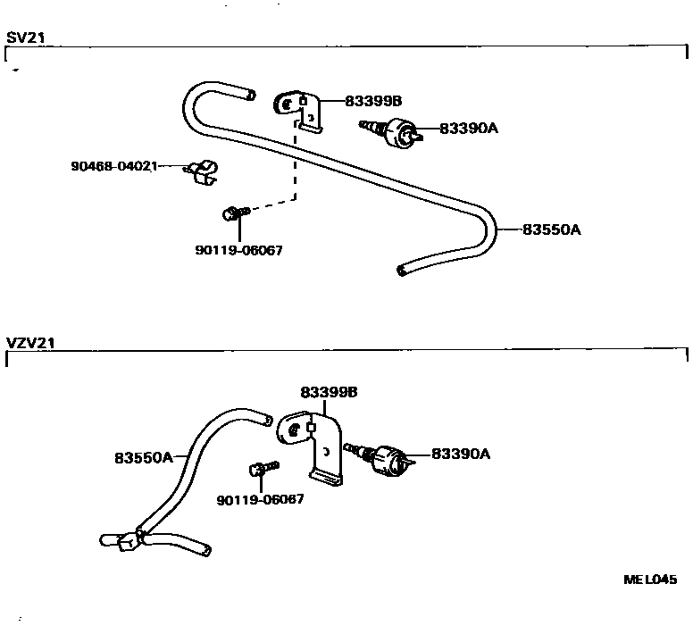 Toyota CAMRY 仪表 EPC diagram — MEL045