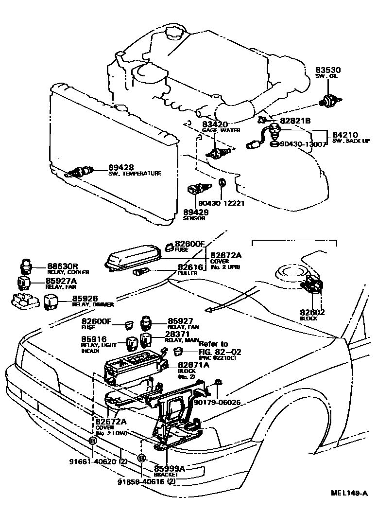 Toyota CAMRY 开关和继电器和ECU EPC diagram — MEL149A