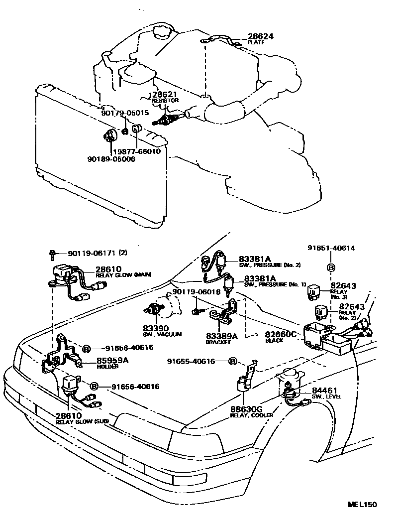 Toyota CAMRY 开关和继电器和ECU EPC diagram — MEL150