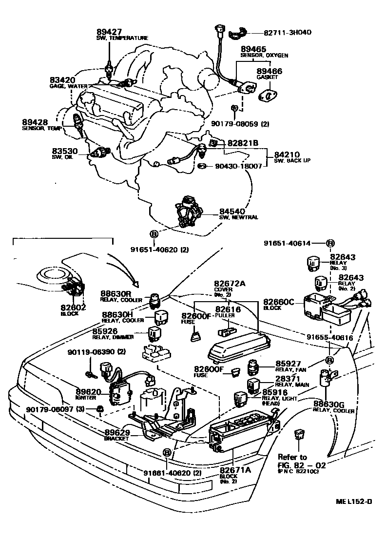 Toyota CAMRY 开关和继电器和ECU EPC diagram — MEL152D