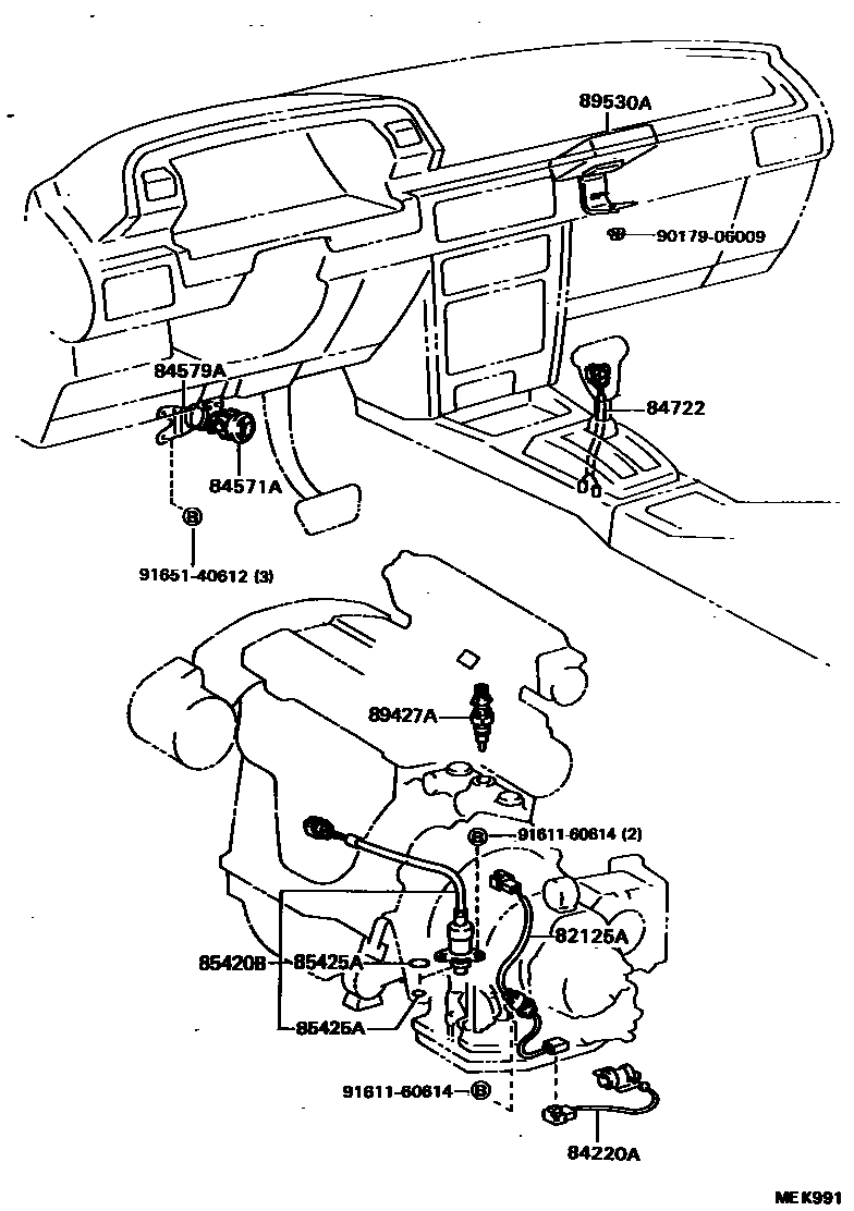 Toyota CAMRY 超速档和电子控制变速器 EPC diagram — MEK991