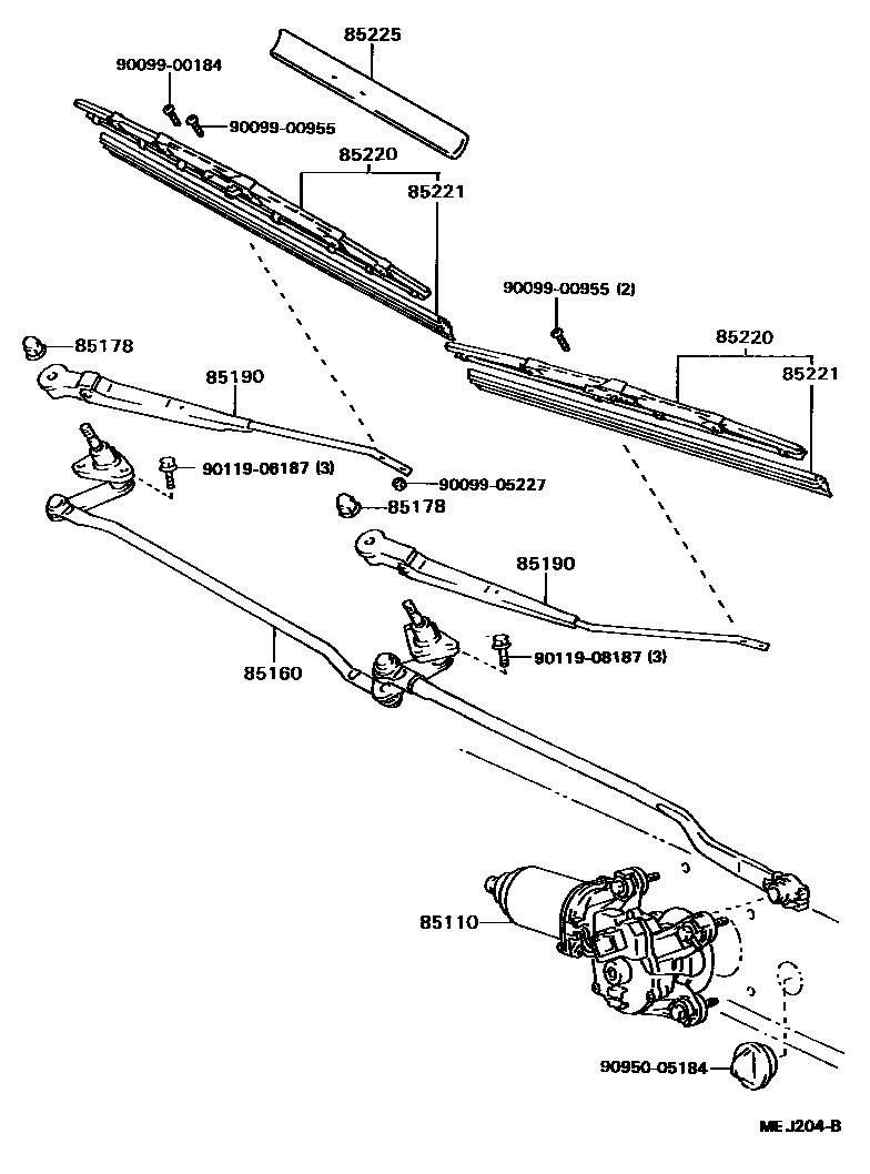 Toyota CAMRY 挡风玻璃刮水器 EPC diagram — MEJ204B