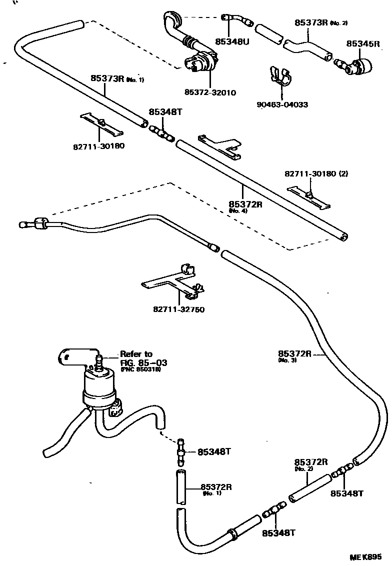 Toyota CAMRY 后清洗器 EPC diagram — MEK895