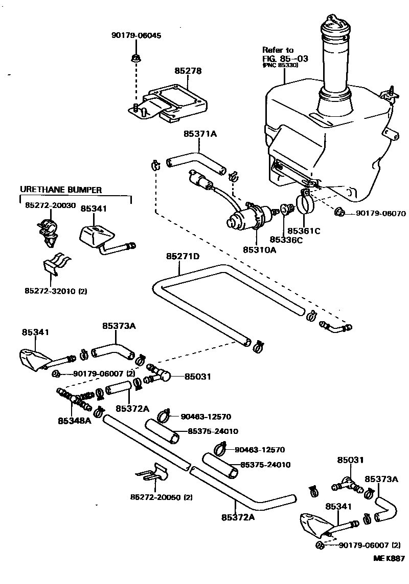 Toyota CAMRY 前大灯清洗器 EPC diagram — MEK887