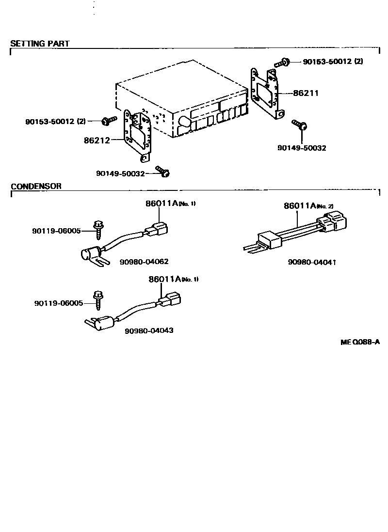 Toyota CAMRY 收音机、放大器和冷凝器 EPC diagram — MEQ088A
