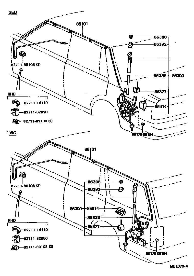 Toyota CAMRY antenna EPC diagram — MEL079A
