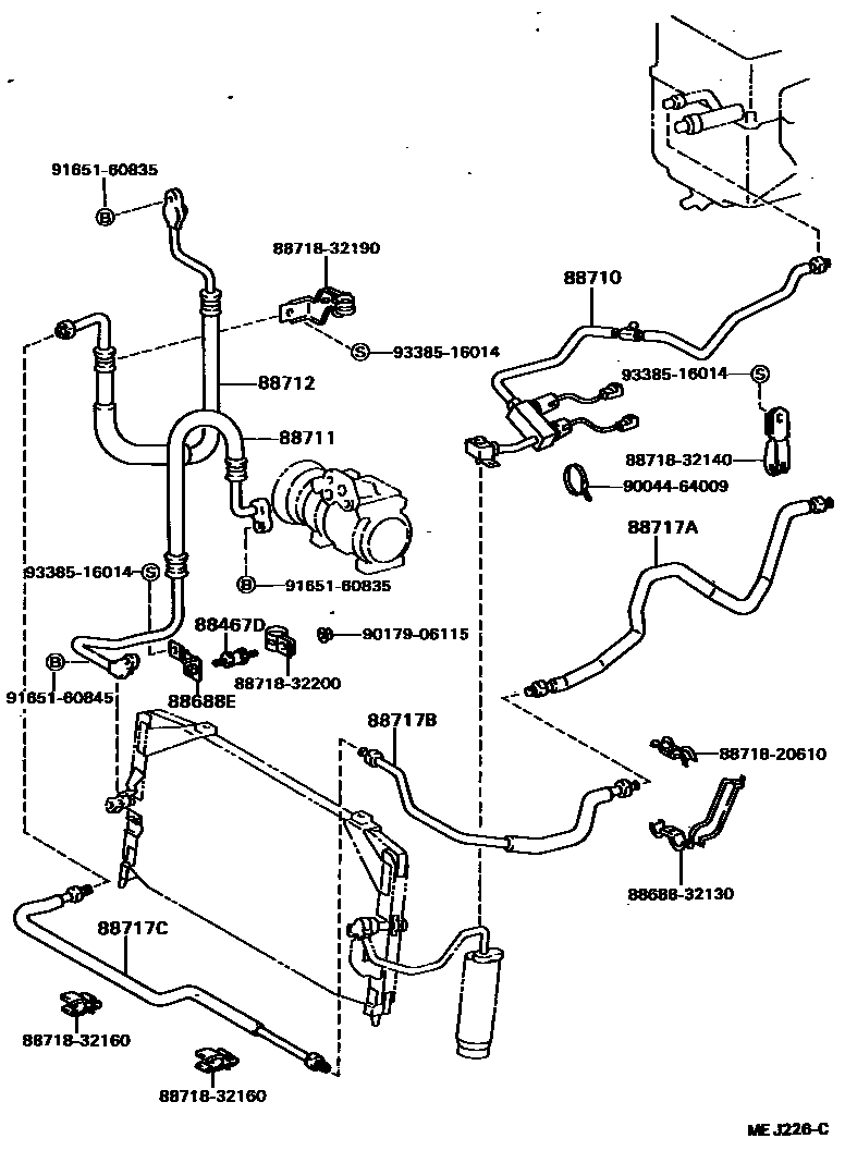 Toyota CAMRY Heating & Air Conditioning - Cooler Piping EPC diagram — MEJ226C