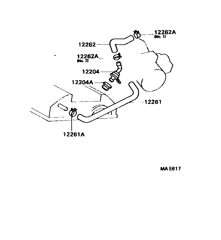 Toyota CAMRY Ventilation Hose EPC diagram — MAE617