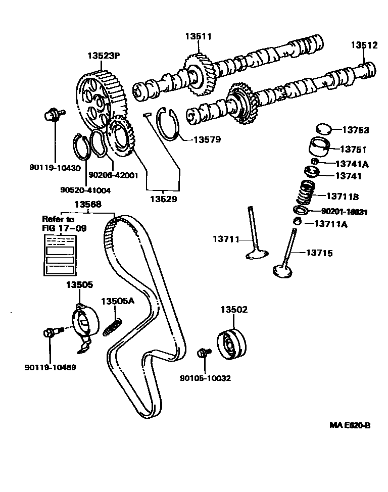 Toyota CAMRY Camshaft & Valve EPC diagram — MAE620B