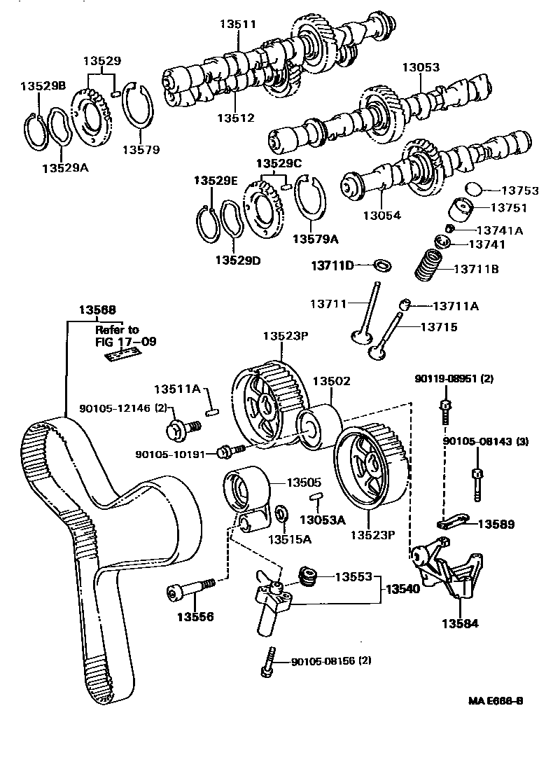 Toyota CAMRY Camshaft & Valve EPC diagram — MAE666B