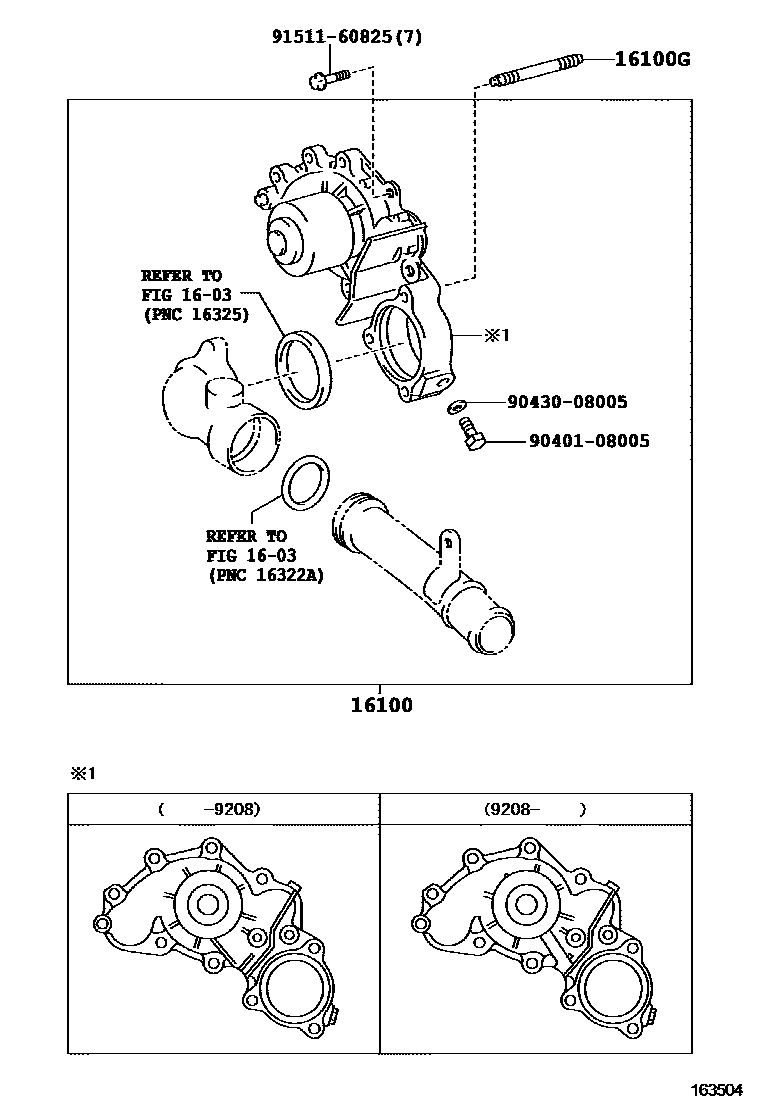 Toyota CAMRY Water Pump EPC diagram — 163504