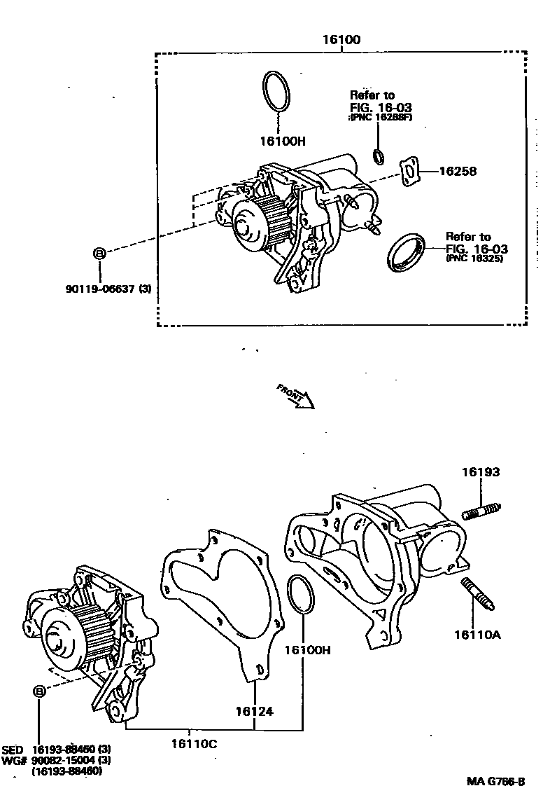 Toyota CAMRY Water Pump EPC diagram — MAG766B
