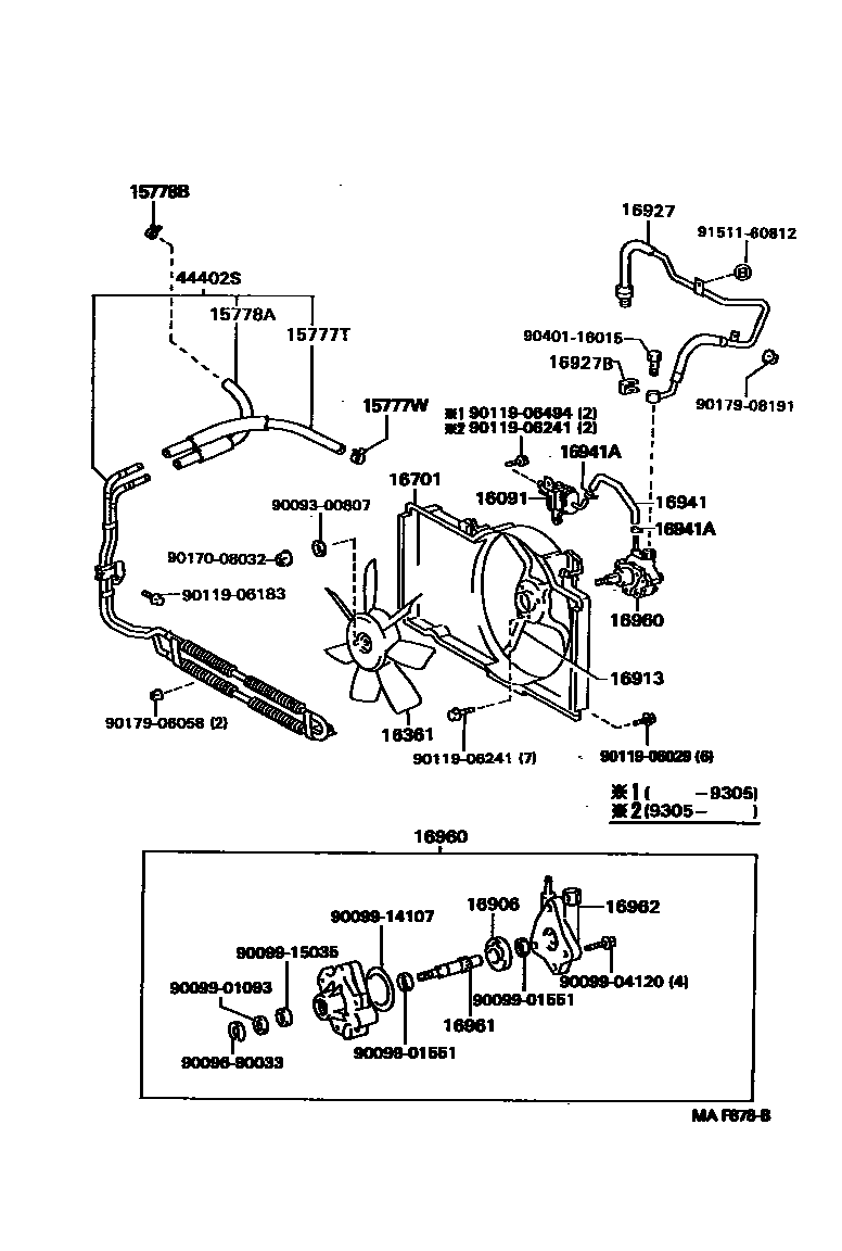 Toyota CAMRY RADIATOR & WATER OUTLET EPC diagram — MAF878B
