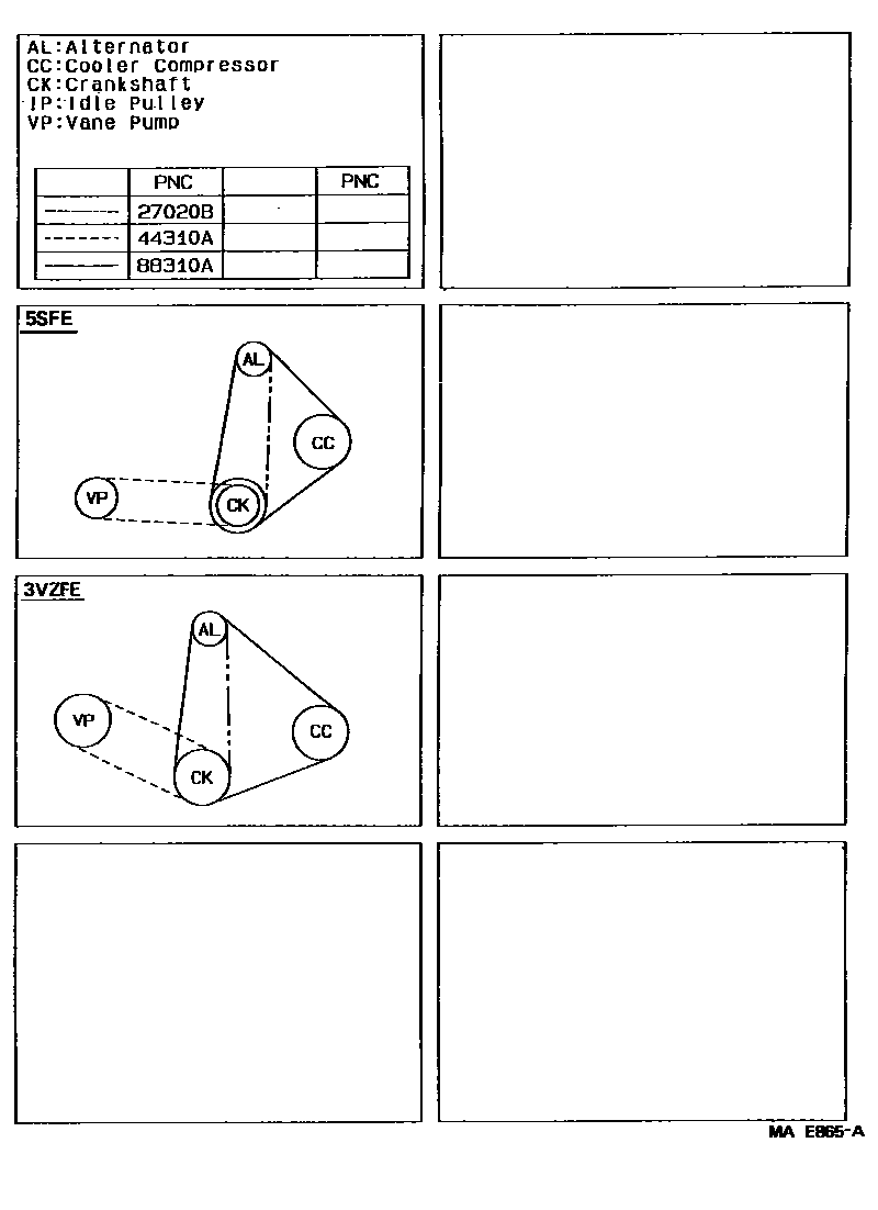 Toyota CAMRY V-Belt EPC diagram — MAE865A