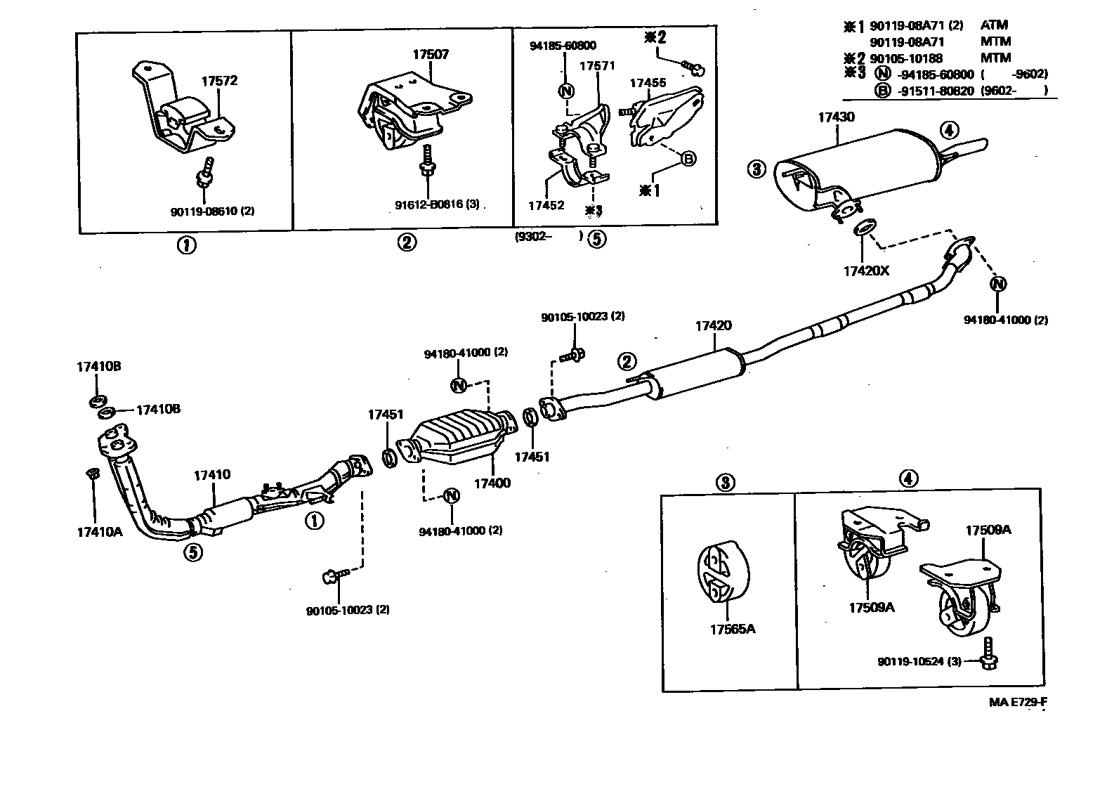 Toyota CAMRY Exhaust Pipe EPC diagram — MAE729F