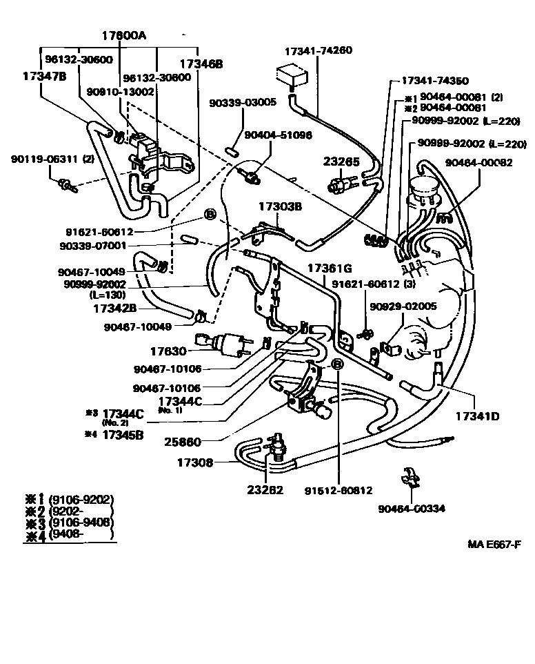 Toyota CAMRY vacuum tube EPC diagram — MAE667F