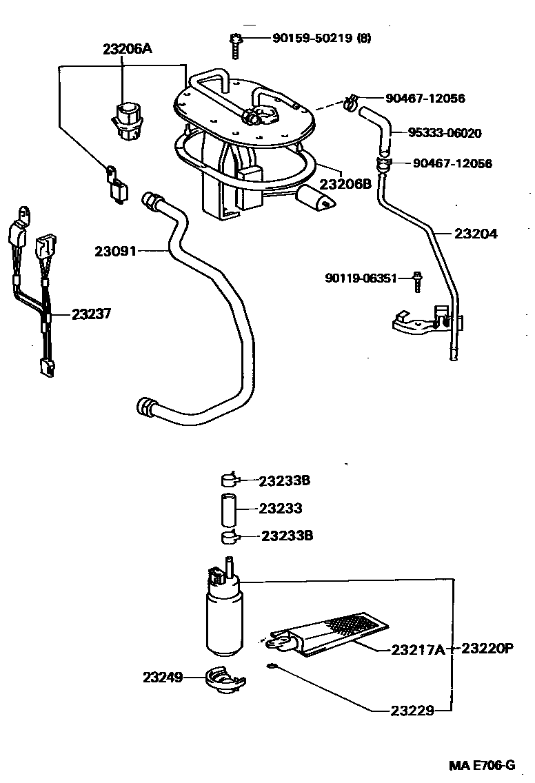 Toyota CAMRY 燃油喷射系统 EPC diagram — MAE706G