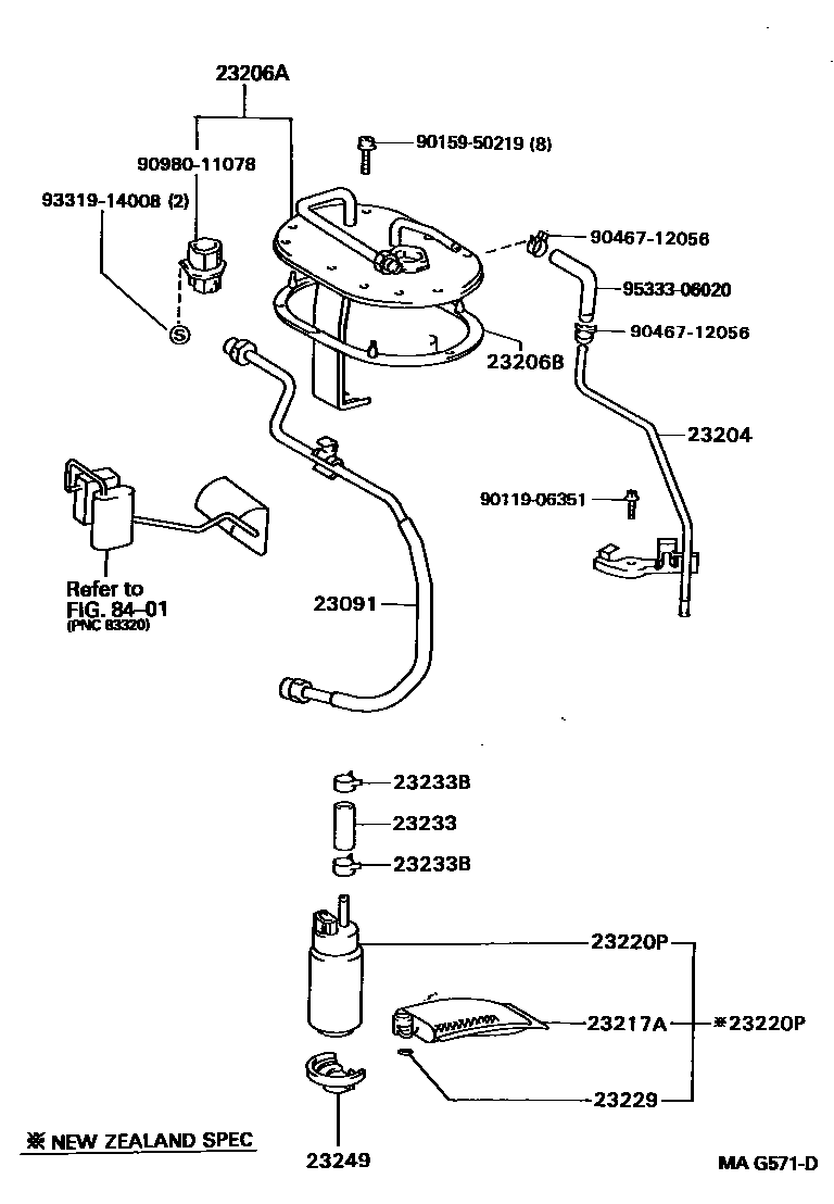 Toyota CAMRY 燃油喷射系统 EPC diagram — MAG571D