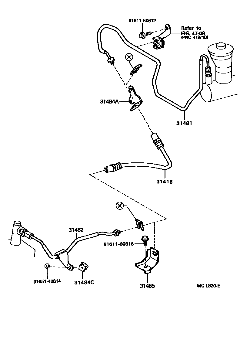 Toyota CAMRY 离合器踏板和挠性软管 EPC diagram — MCL820E