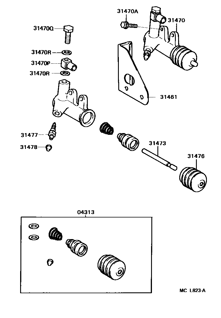 Toyota CAMRY 离合器分离缸 EPC diagram — MCL823A