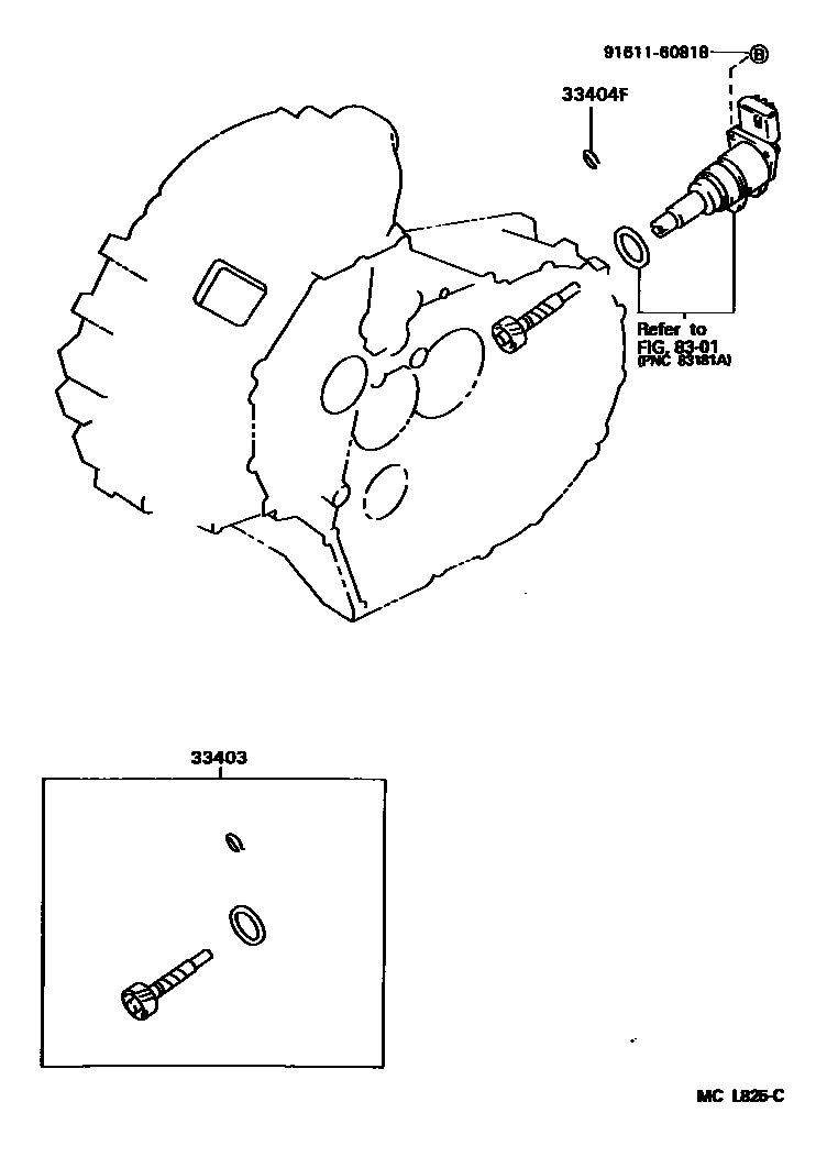 Toyota CAMRY 速度表从动齿轮(MTM) EPC diagram — MCL825C