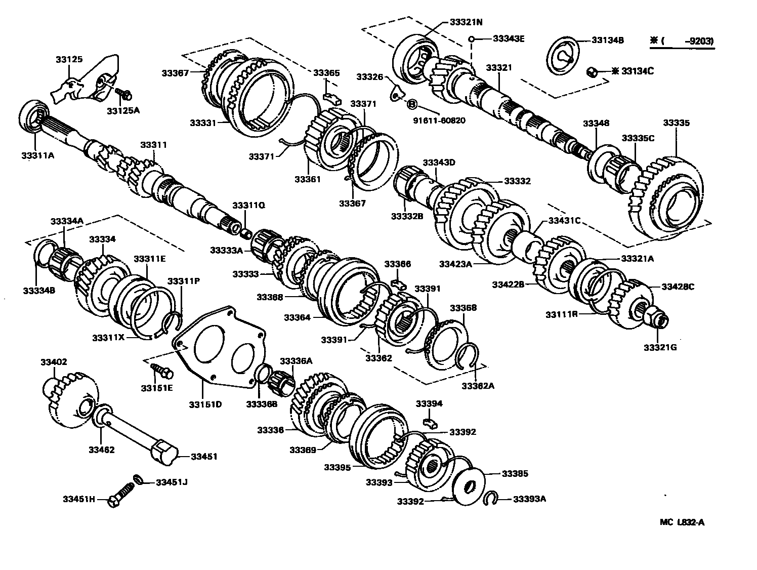 Toyota CAMRY 变速器齿轮(MTM) EPC diagram — MCL832A