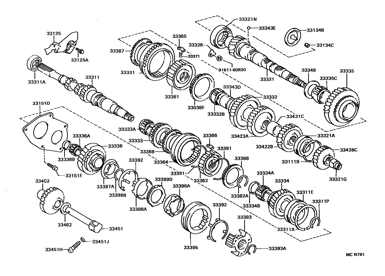 Toyota CAMRY 变速器齿轮(MTM) EPC diagram — MCN781