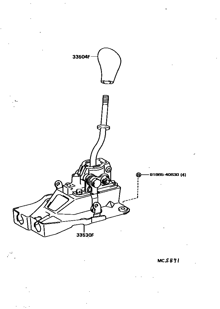 Toyota CAMRY Shift Lever & Retainer EPC diagram — MCS571