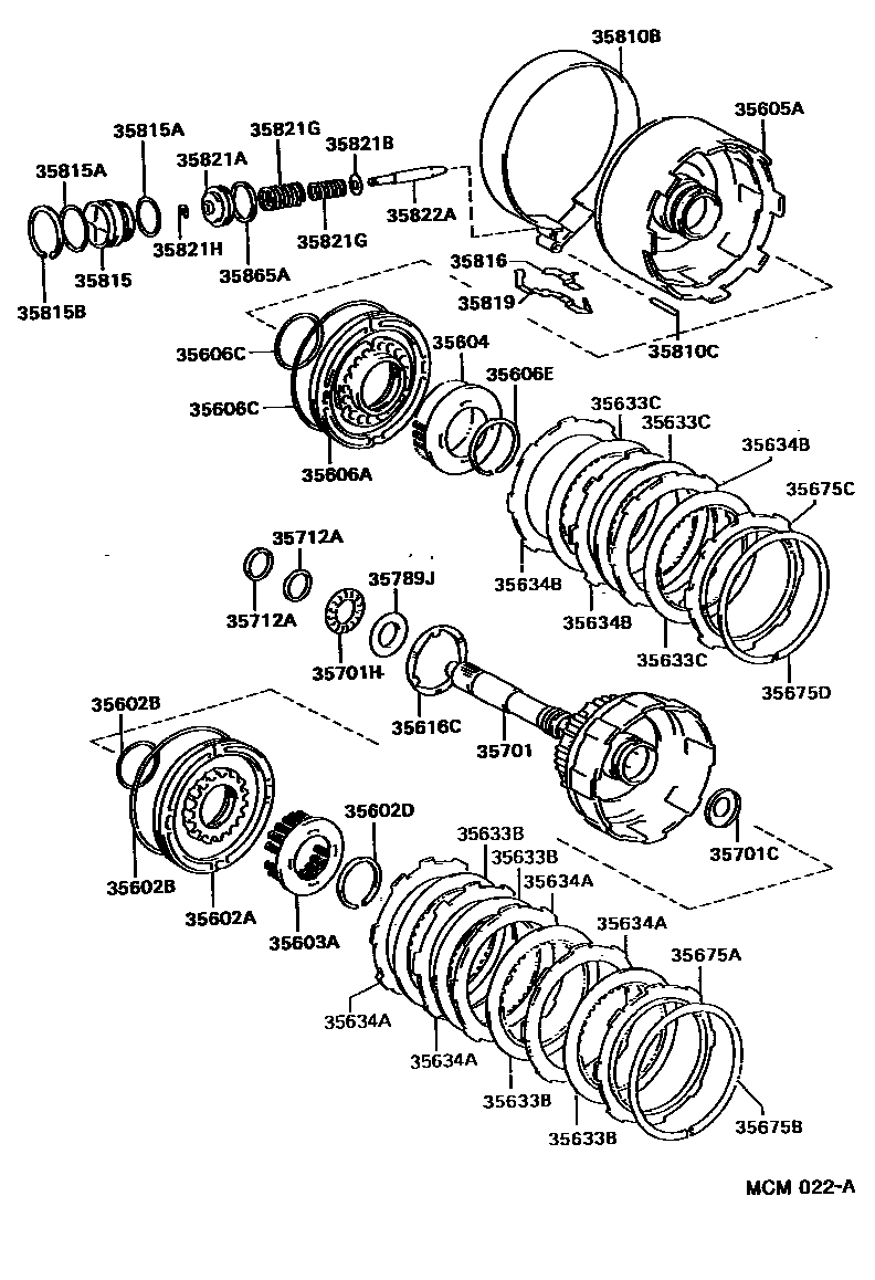 Toyota CAMRY 制动带和多片式离合器(ATM) EPC diagram — MCM022A