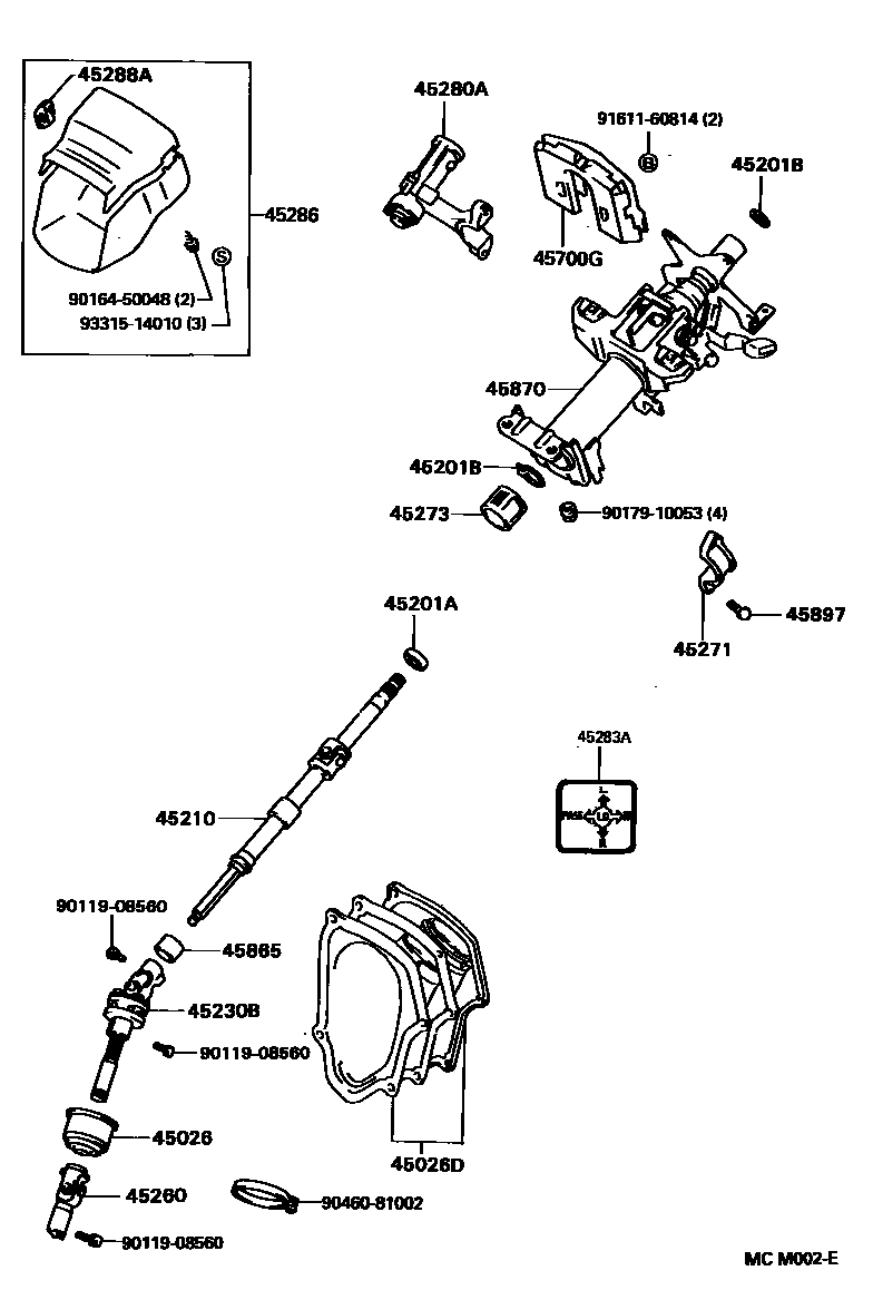 Toyota CAMRY Steering Column & Shaft EPC diagram — MCM002E