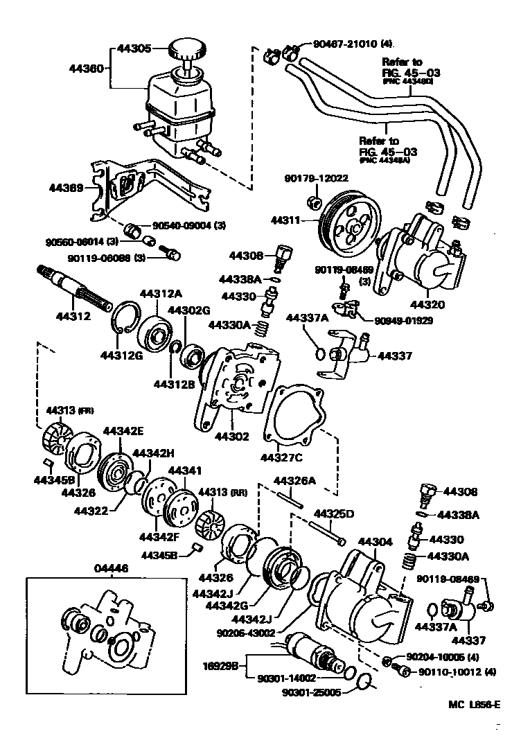 Toyota CAMRY 叶片泵和储油罐(动力转向) EPC diagram — MCL856E