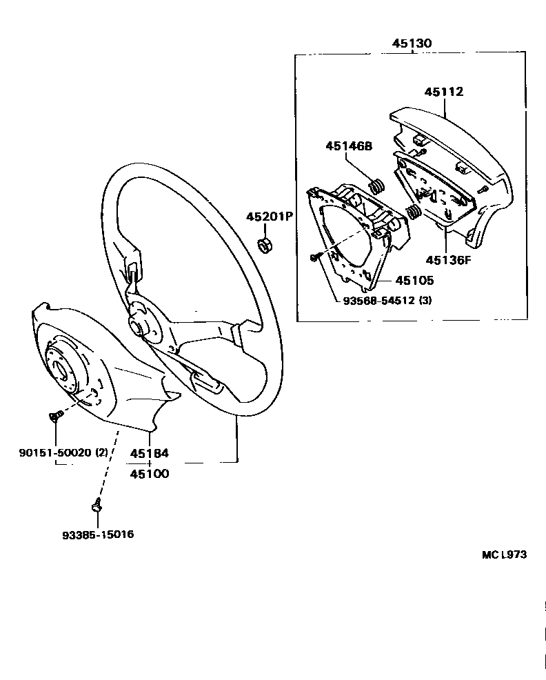 Toyota CAMRY Steering Wheel EPC diagram — MCL973
