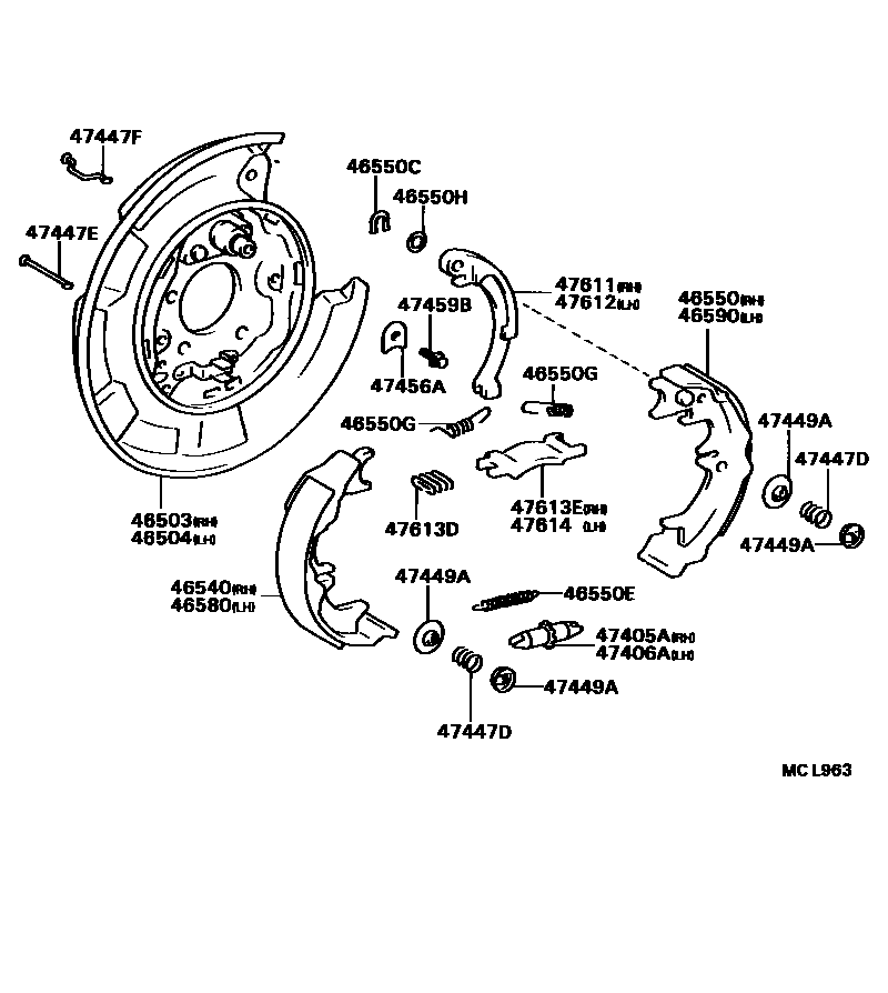 Toyota CAMRY Parking Brake & Cable EPC diagram — MCL963