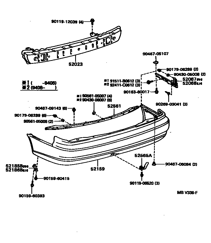 Toyota CAMRY 后保险杠及附件 EPC diagram — MBV336F