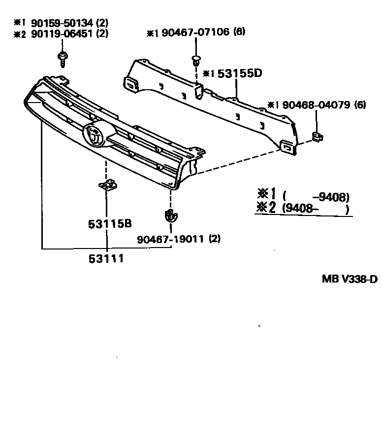 Toyota CAMRY radiator grille EPC diagram — MBV338D