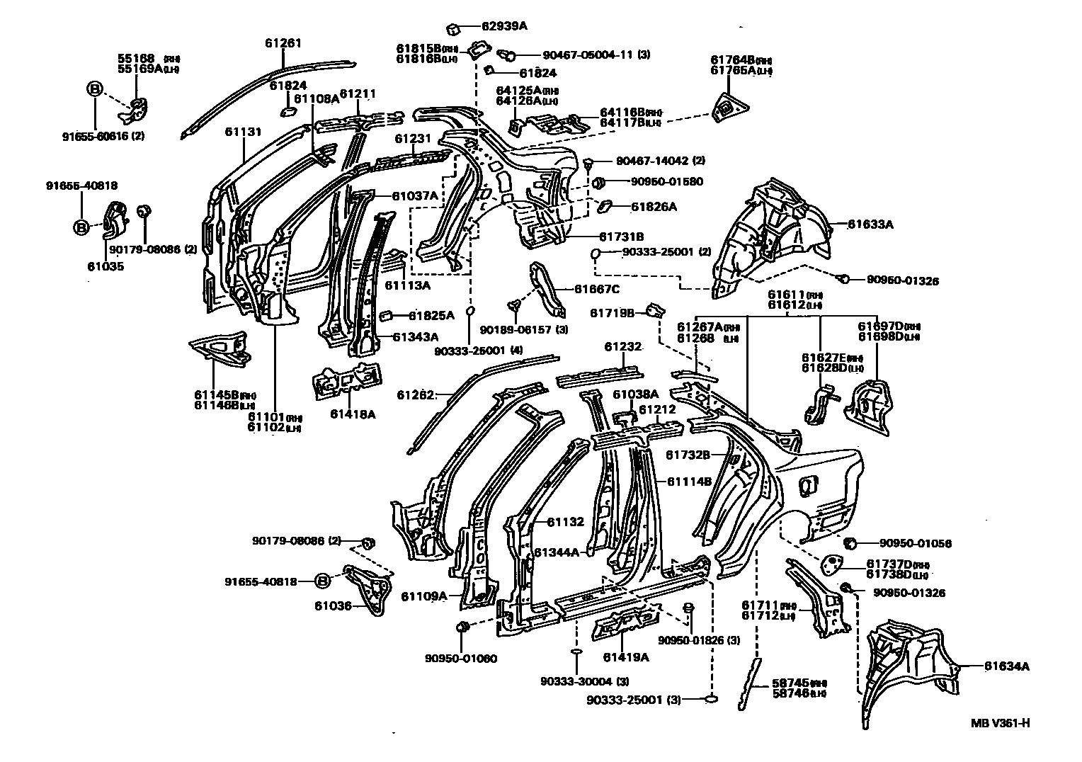 Toyota CAMRY 侧梁 EPC diagram — MBV361H