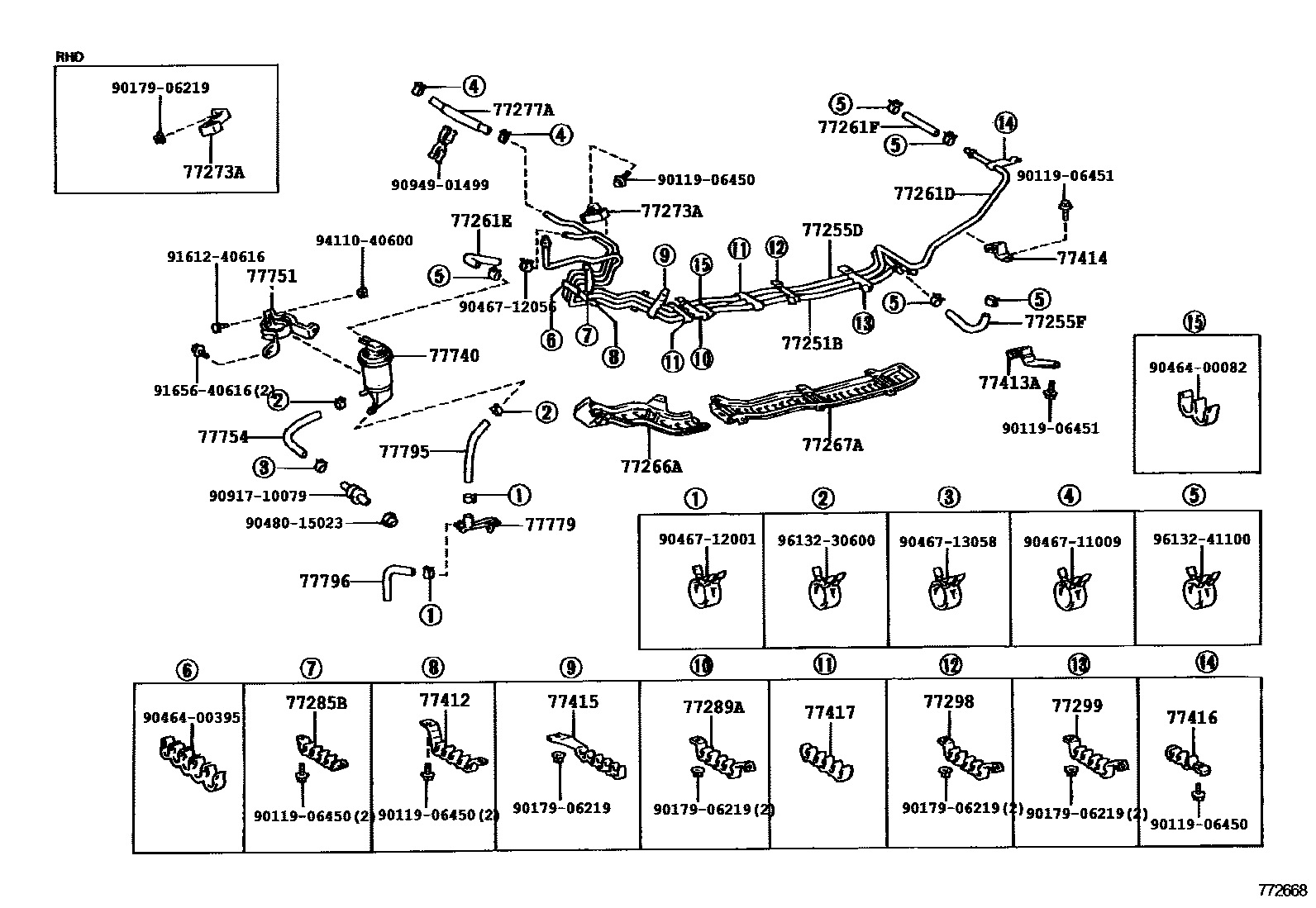 Toyota CAMRY 燃油箱和燃油管 EPC diagram — 772668