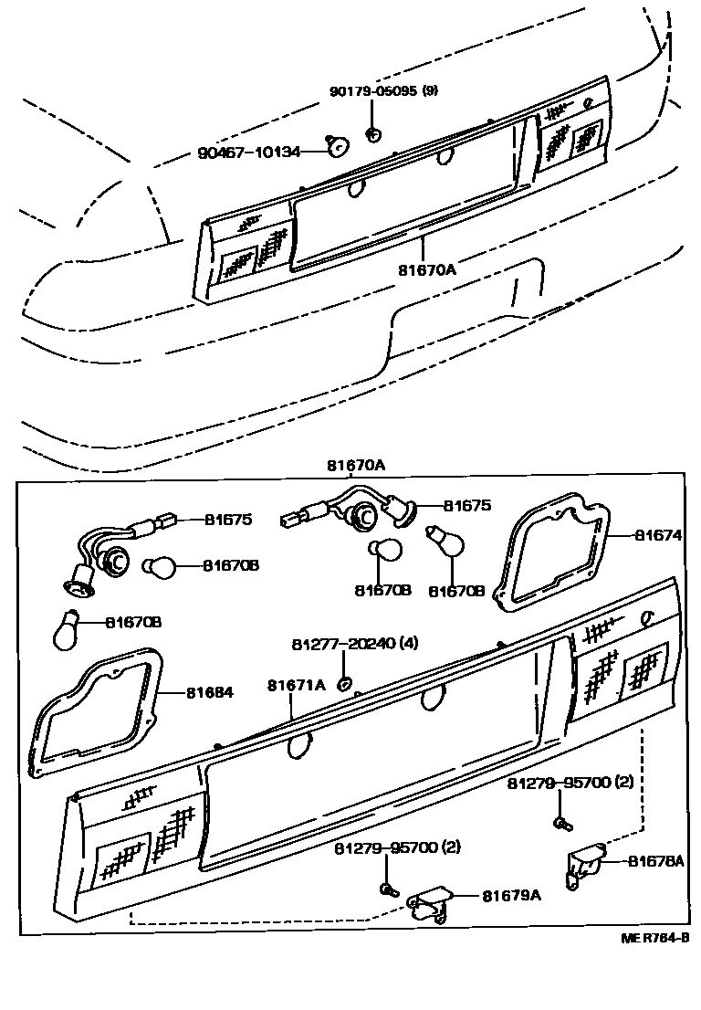Toyota CAMRY 倒车灯 EPC diagram — MER764B