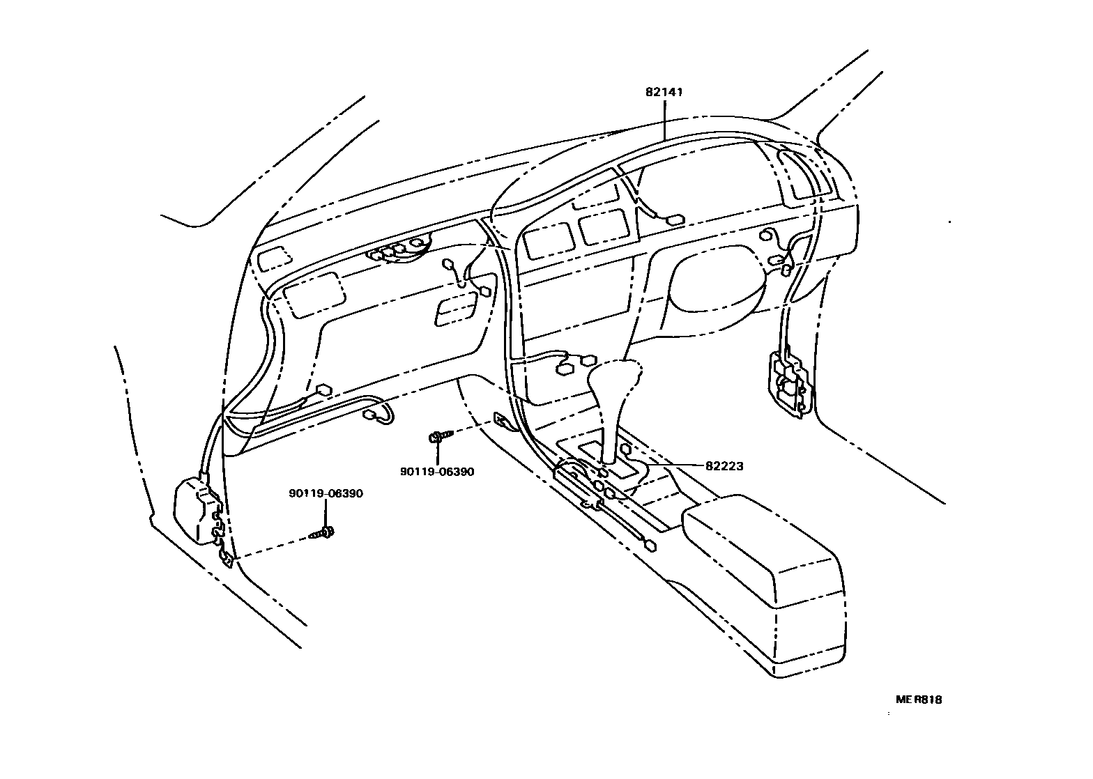 Toyota CAMRY 线束和卡夹 EPC diagram — MER818