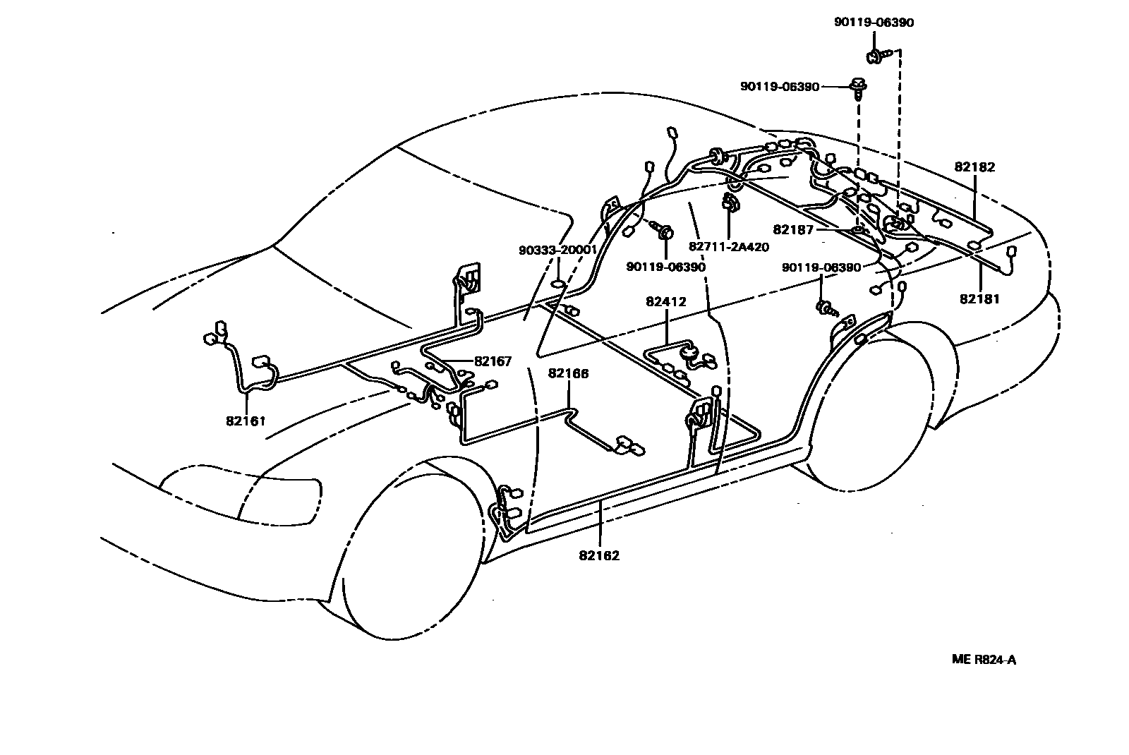 Toyota CAMRY 线束和卡夹 EPC diagram — MER824A