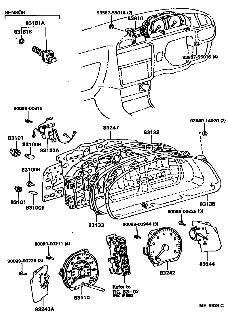 Toyota CAMRY 仪表 EPC diagram — MER929C