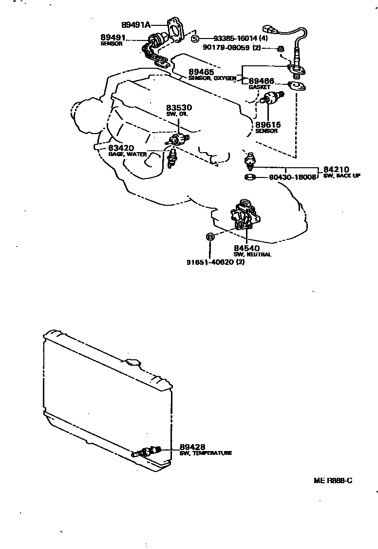 Toyota CAMRY 开关和继电器和ECU EPC diagram — MER888C