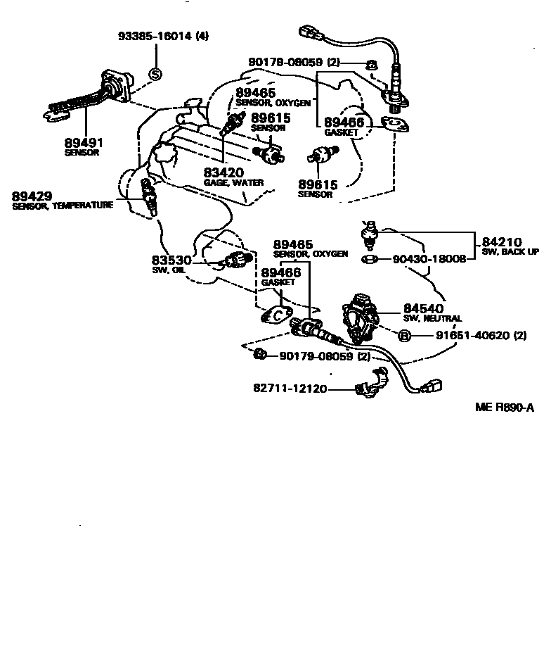 Toyota CAMRY 开关和继电器和ECU EPC diagram — MER890A