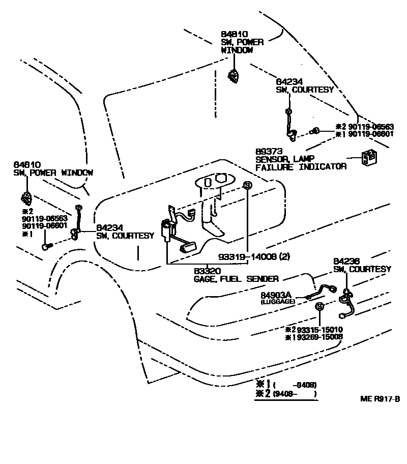 Toyota CAMRY 开关和继电器和ECU EPC diagram — MER917B